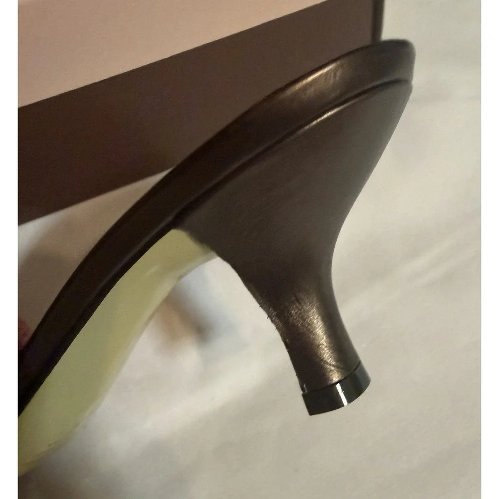 Bandolino Womens Bronze Beaded Slip‎ On Heels Open Toe & Back Size 8.5M